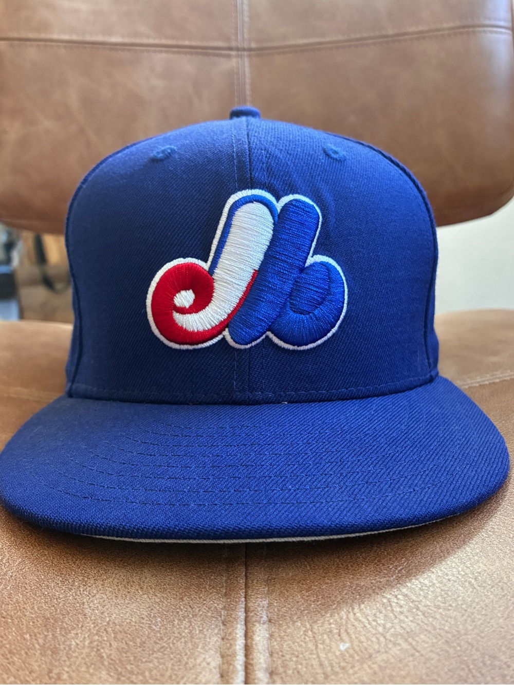 New Era 59FIFTY Montreal Expos Wool Fitted Hat Size 7 1/2 Blue